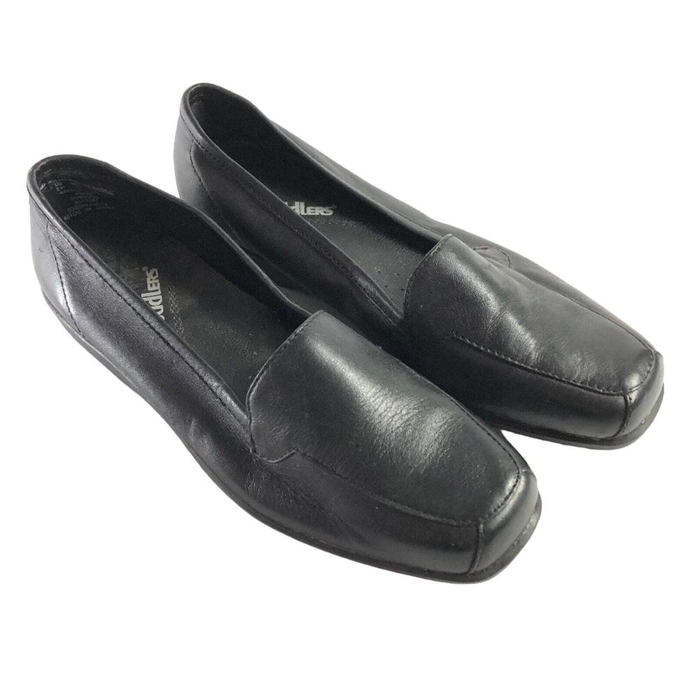 Cobbie Cuddlers Womens Comfort Loafer Slip On Diamond Black Leather Flat Shoes 6